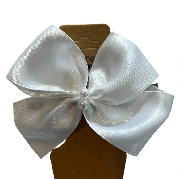 Set of 2 yellow and white handmade hair  clips - Picture 5 of 6